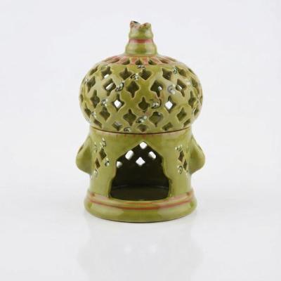 Artisan Green Ceramic Olibanum Burner & Tealight Lamp
